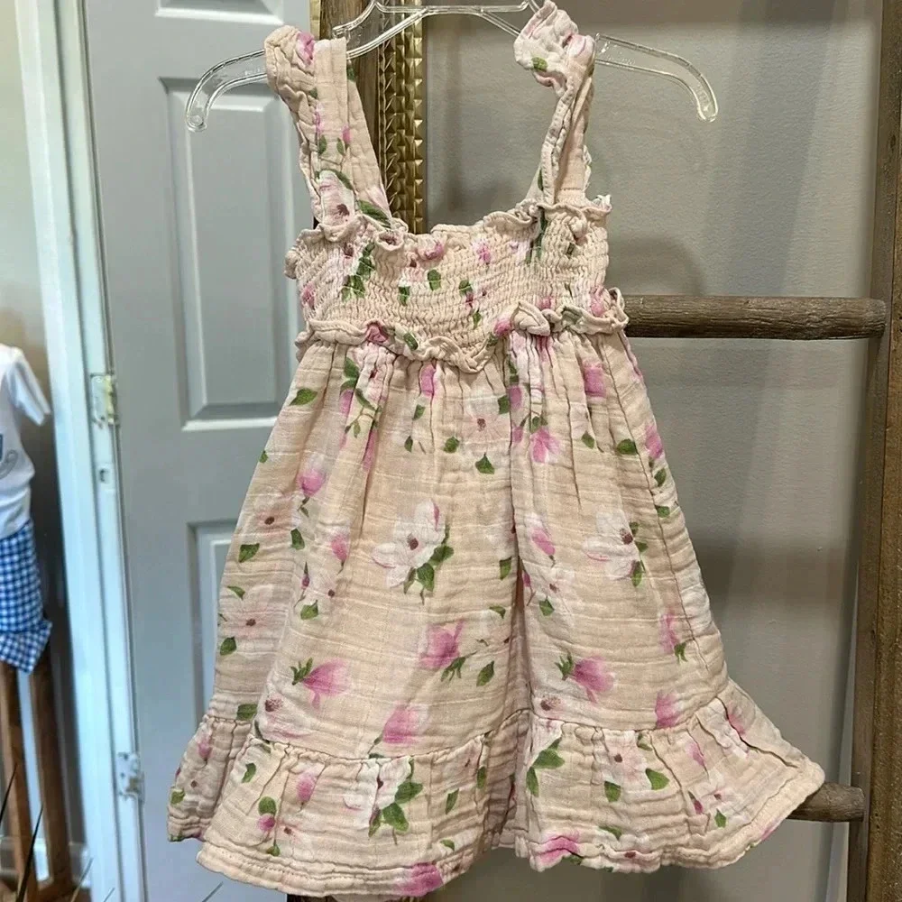 Angel Dear Organic Cotton Muslin Dress size 18-24M EUC